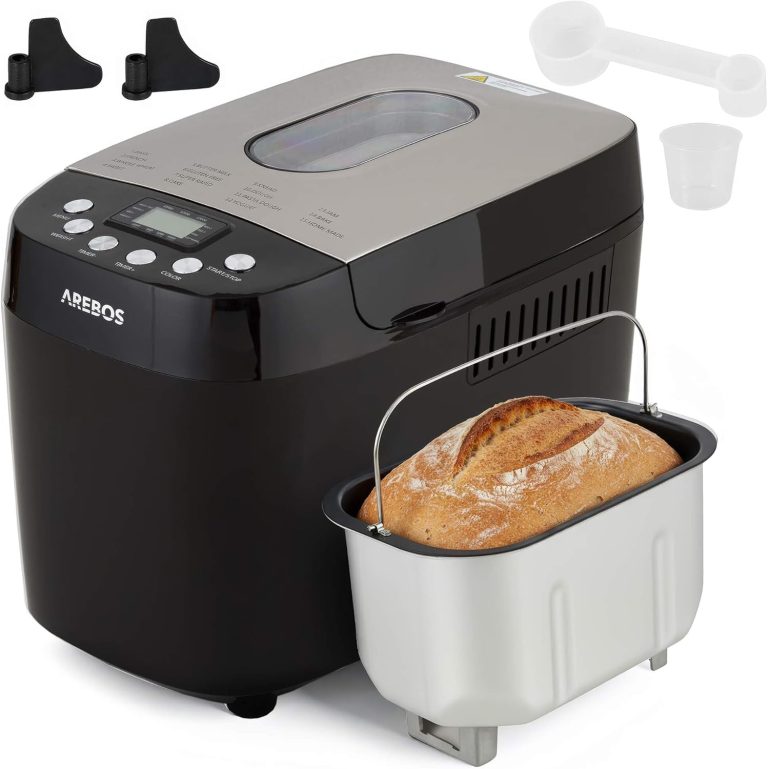 Arebos Machine à pain 1500 g, 15 programmes, écran LCD, 850 W, Noir