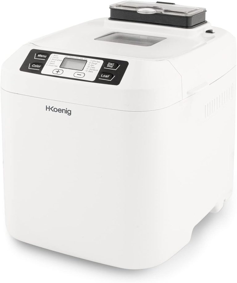 H.Koenig Machine à Pain BAKE340, 12 programmes, distributeur de céréales, 550W