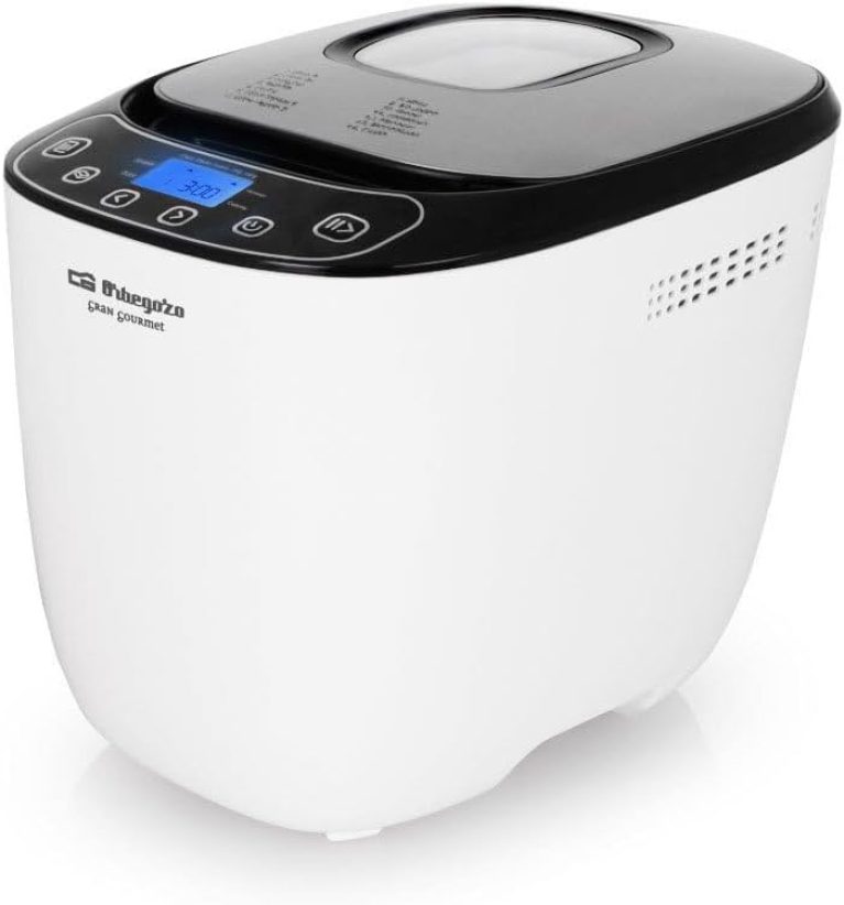 Orbegozo MHP 3500 Machine à pain automatique, 12 programmes préconfigurés, minuteur, écran LCD, cuve anti-adhésive, 550 W